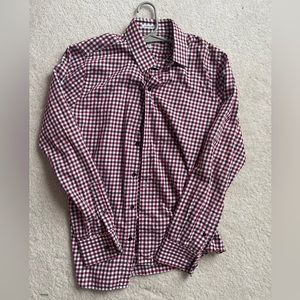 Express Men’s Button Dress shirt Gingham Check Red Medium Slim Fit
